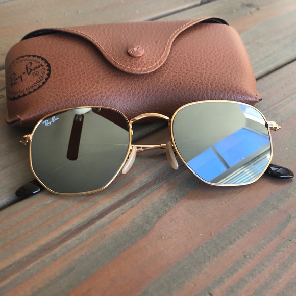 ray ban hexagonal mirrored sunglasses
